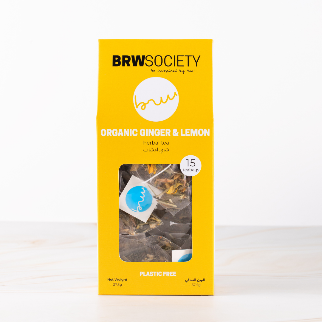 BRW Society Organic Ginger & Lemon Tea – 15 Tea Bags