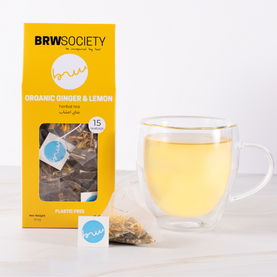 BRW Society Organic Ginger & Lemon Tea – 15 Tea Bags