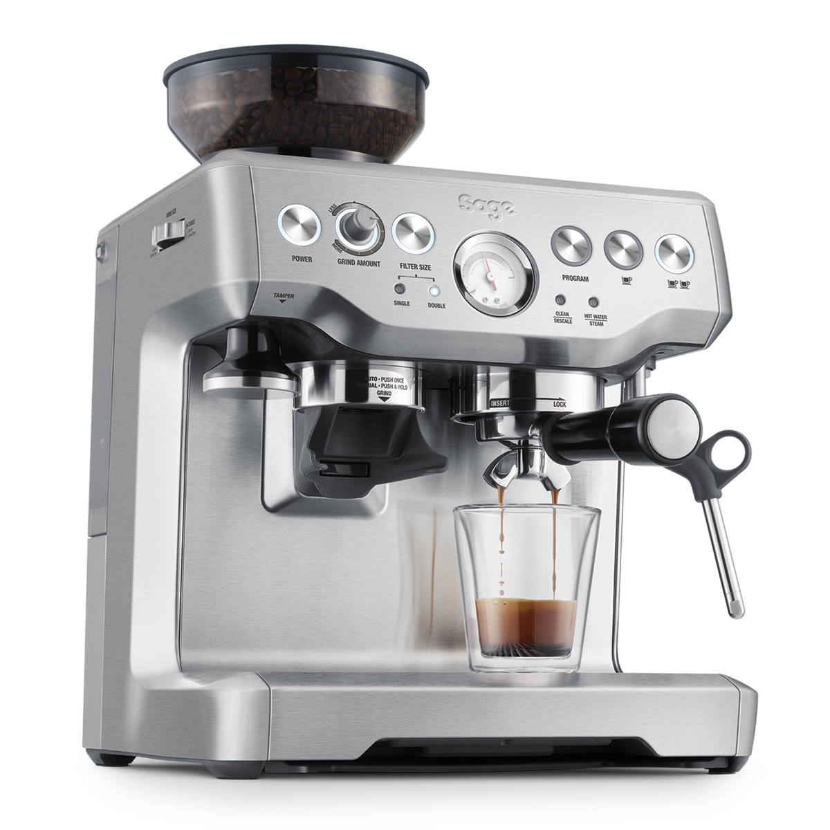 Sage Barista Express BES875, sold as the Breville Barista Express, in brushed stainless steel