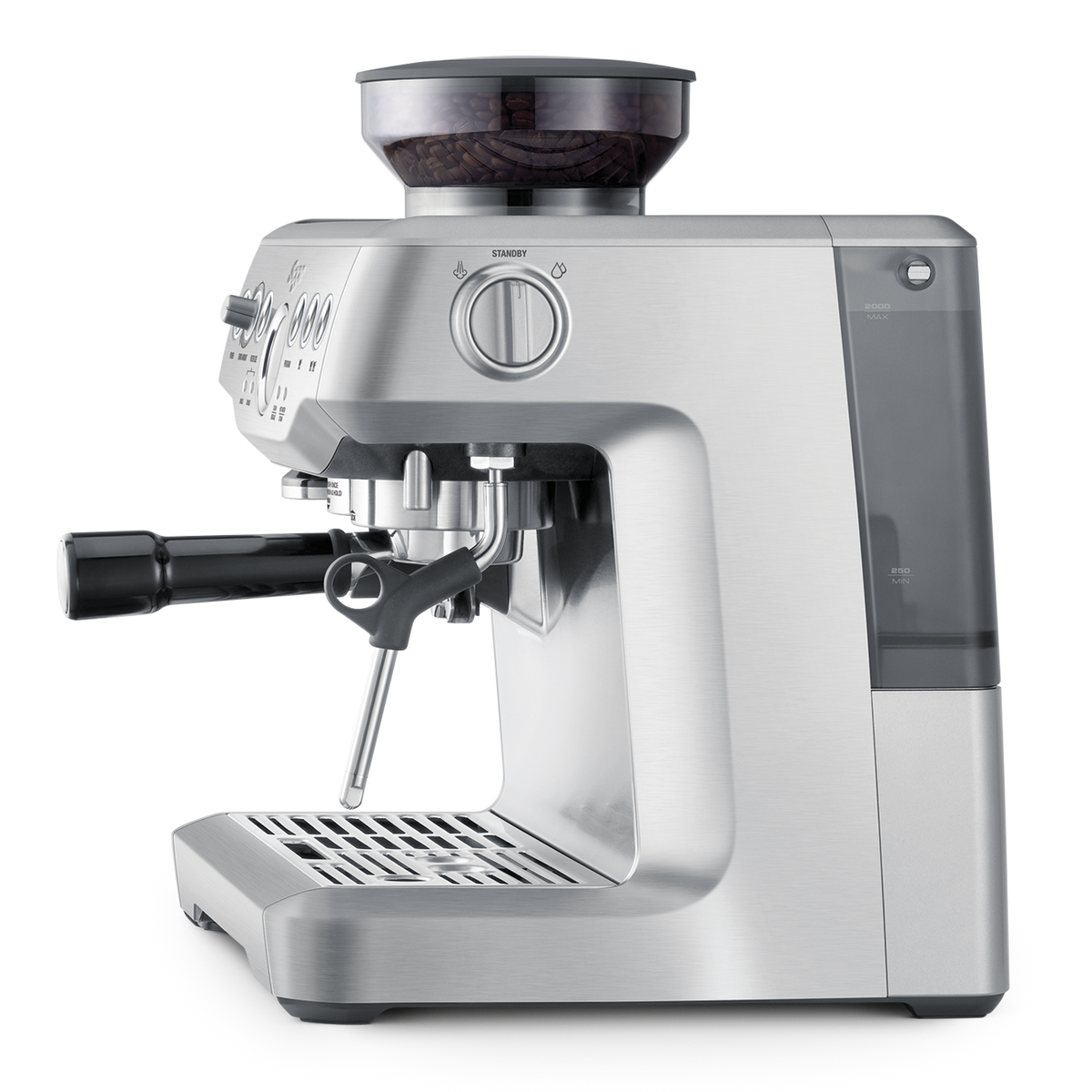 Sage Barista Express BES875 bean-to-cup espresso machine with its built-in conical burr grinder