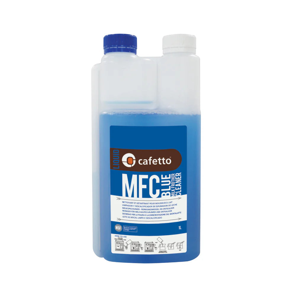 Cafetto MFC Blue milk system cleaner bottle label detail