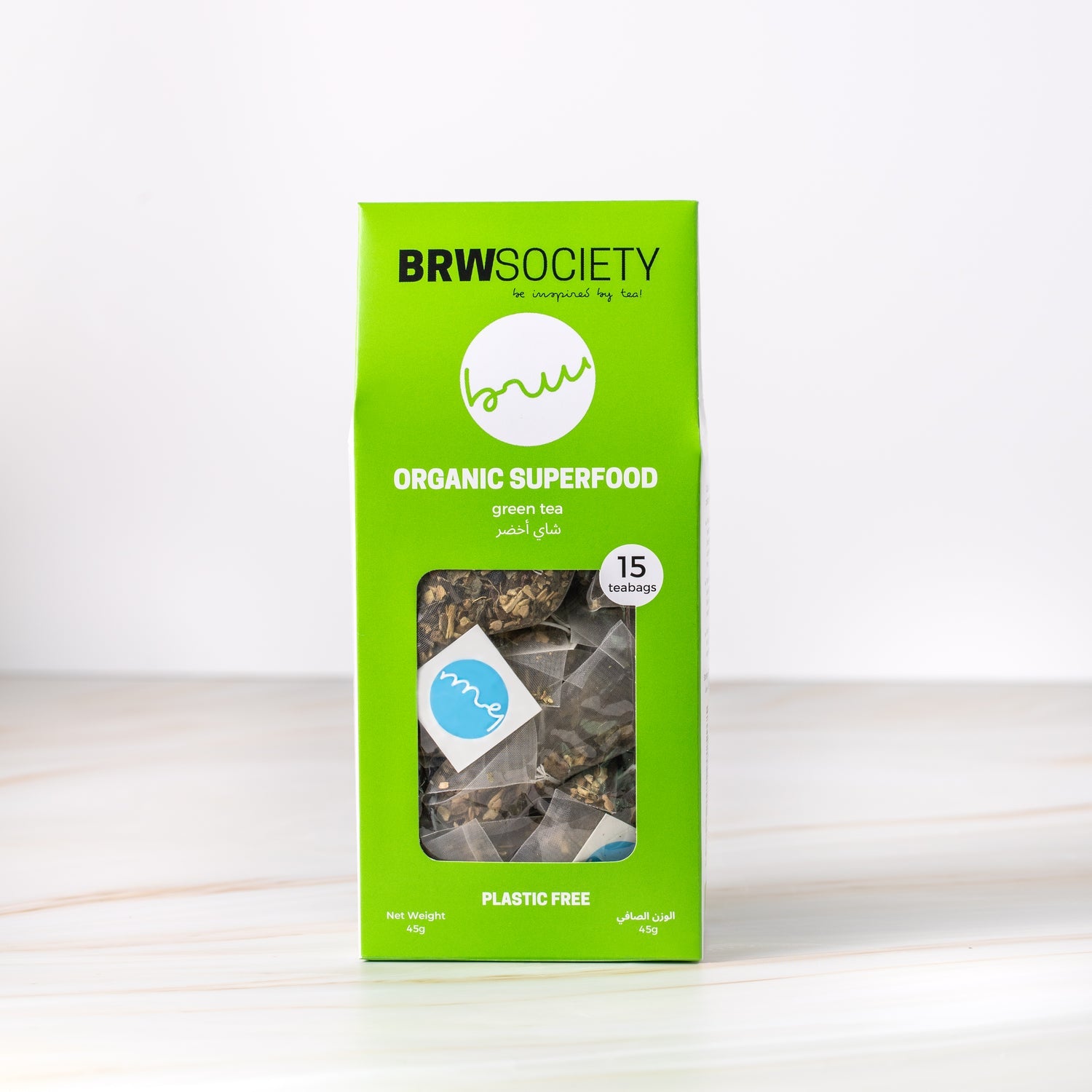 BRW Society Organic Superfood Green Tea – 15 Tea Bags