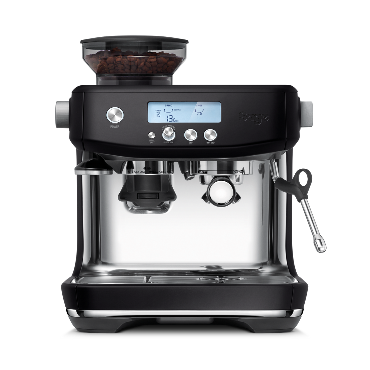 Sage Barista Pro SES878 bean-to-cup espresso machine with built-in Baratza conical burr grinder